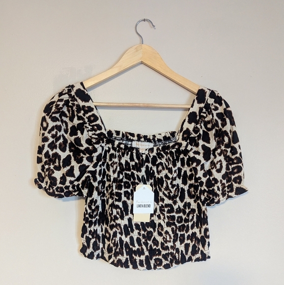 NWT Monteau LA Leopard Crop Top - Picture 1 of 4